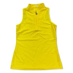 Tzu Tzu Bella Quarter Zip Golf Top Womens Medium Yellow Sleeveless Athletic NWOT